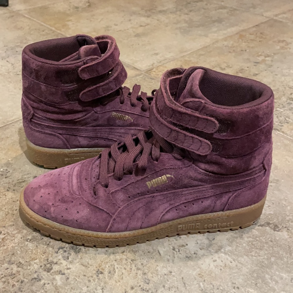 Puma Purple Suede Leather Hi-Top Sneakers Size 7